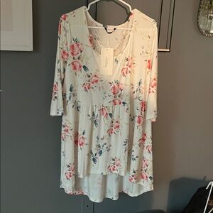 BloomChic Cream Floral Tunic Top